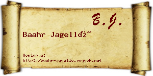 Baahr Jagelló névjegykártya